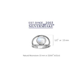 Silvershake Natural Moonstone White Gold Plated 925 Sterling Silver Solitaire Ring Size 6.5 Jewelry for Women