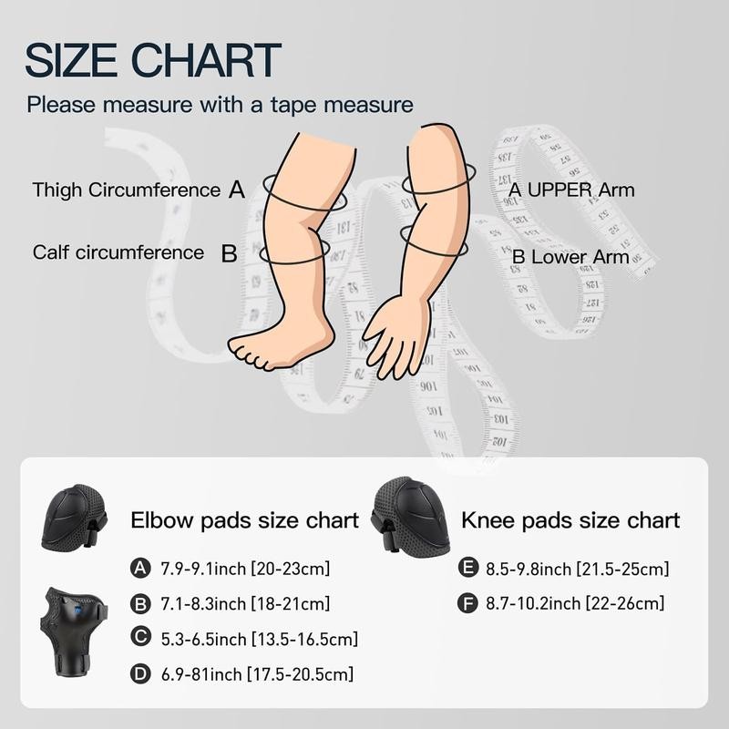 6PCS Kids Protective Gear Set, Knee Pads for Kids 3-10