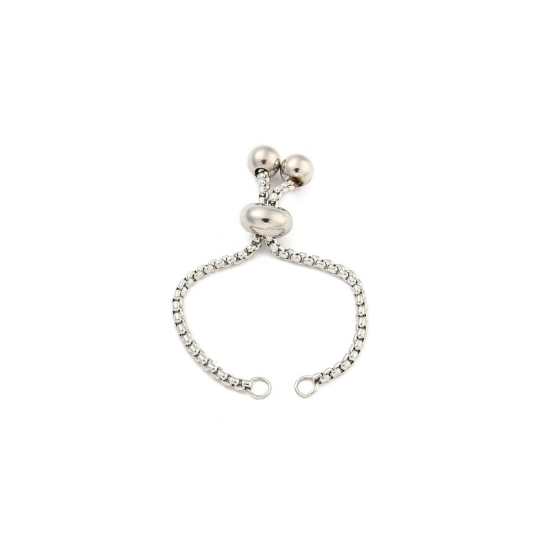 DanLingJewelry 10Pcs Adjustable Slider Chain Bracelet 11cm Stainless Steel Bracelet