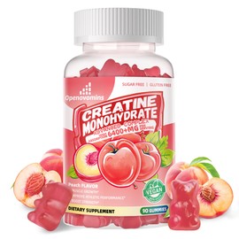 Creatine Monohydrate Gummies Complex for Men & Women -Advanced Formula W/L-Taurine + Vitamin B12, Sugar Free Chewable Supplement,90 Peach Gummies