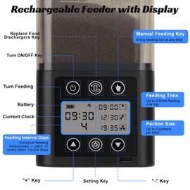 Smart Automatic Fish Feeder for Aquarium - [2025 Upgraded] 320ml Large Capacity & USB Rechargeable Fish Feeder Automatic Dispenser with LCD Display, Programmable Timer for Frequency & Portion Control | fishkeeper