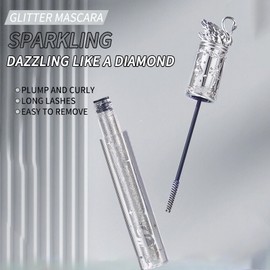 Glitter Mascara, Silver Waterproof Lashes, Diamond Sparkle Mascara for Shiny Slender Curled Lashes, Zero Clumps Longlasting Smudgeproof Shimmer Eye Make-Up For Women