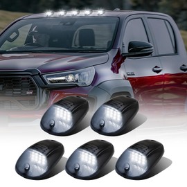 LECART Cab Lights Smoke Lens Car Roof Clearance Cab Marker Light for Trucks Pickups Front Rear Top Running Lamp 5 Pack White Lighting