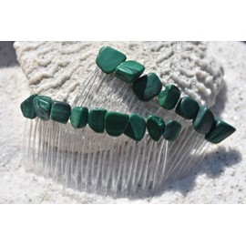 Malachite Stone Hair Combs (Qty of 2)