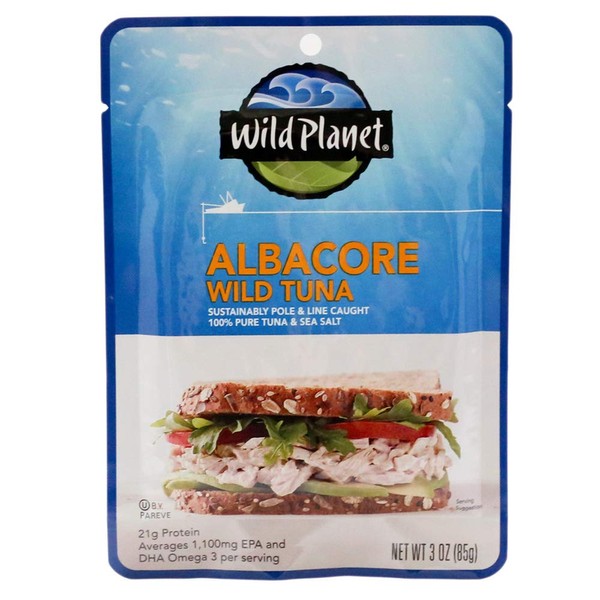Wild Planet Albacore Wild Tuna, Sea Salt, Pouch, Keto and Paleo, 3rd Party Mercury Tested, 3 Ounce