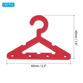 PATIKIL Pack of 50 Clothes Hangers, Earring Holders, Mini Acrylic Coat Hangers, Earring Hangers, Small for Earring Holder, Organiser, Stand, Plug, Red