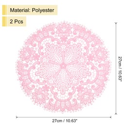 uxcell 2Pcs Retro Lace Placemats, 10.6x10.6inch Round French Crochet Doilies Central Hollow Flower Vase Mat Coaster for Dining Table Home Decoration, Pink