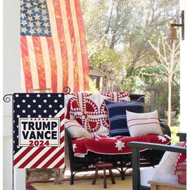 Cylanta Trump Vance 2024 Garden Flag 12x18 Inch Double Sided, Take America Back FIGHT FIGHT FIGHT Outdoor Decorations, Small American President Election Yard Sign Banner Flags