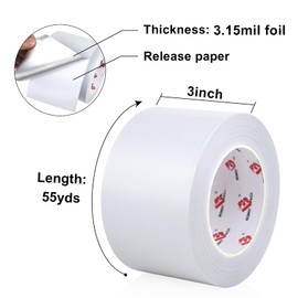 BOMEI PACK Aluminum Foil Tape,Light Grey Foil Tape HVAC Sealing & Patching Hot Cold Air Duct Tape Aluminum Foil Tape for Pipe, Metal Repair, HVAC, Air Ducts, Insulation (3 Inch)