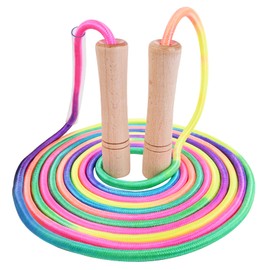 Homello 16 FT Double Dutch Jump Rope for Kids, Adjustable Rainbow Skipping Rope with Wooden Handles, Perfect for Fitness, Outdoor Fun, School Sports, and Party Games (1 Pack)