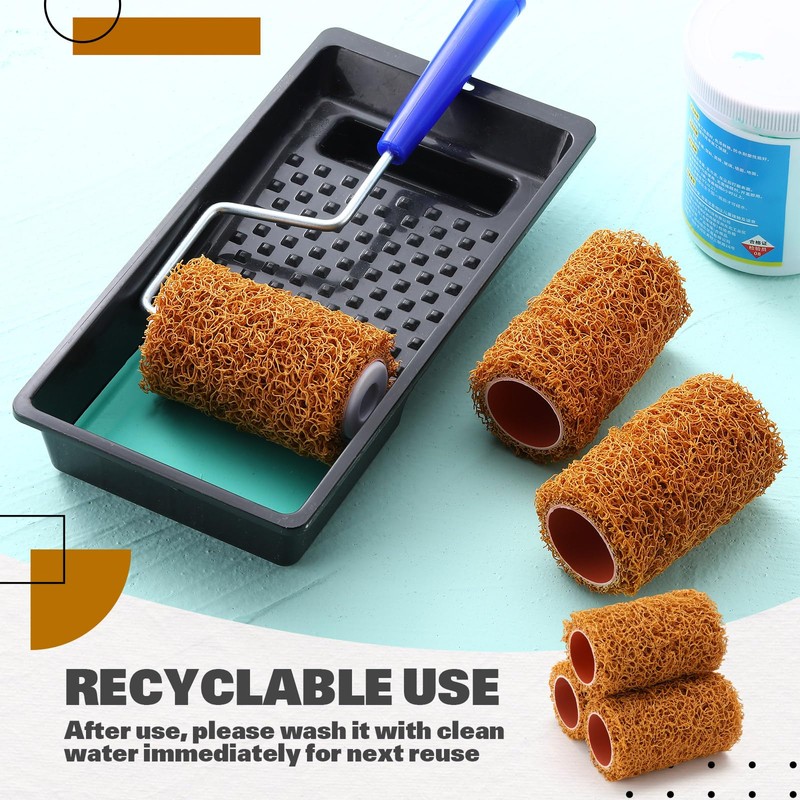 Teenyyou 3 Pcs 4 Inch Textured Paint Roller Set Small