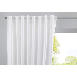 Cationic Jena 2019037 Concealed Loops H x W 225 x 140 cm White Opaque Linen Look Curtain Mottled Curtain Tape with Tie Backs