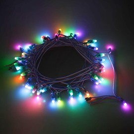 ALITOVE DC12V 50pcs WS2811 RGB LED Pixels String Lights Addressable Programmable Pixel Lights 12mm Diffused Round LED Bullet Pixels Waterproof IP68 for DIY Christmas Wedding Party Wall Decoration
