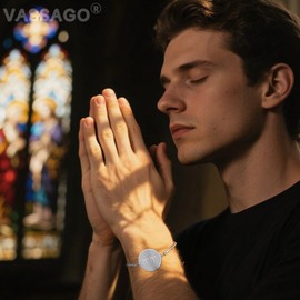 VASSAGO YHVH YHWH Jehovah Bracelet for Men Women Stainless Steel Hebrew Name of God Charm Tetragrammaton Amulet Jewish Jewelry (silver)