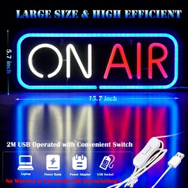 ON AIR Neon Sign Lights - Live Recording Studio LED Light Streaming Broadcast Sign USB Powered with Switch - Bar Pub Club Wall Decor Party Lights