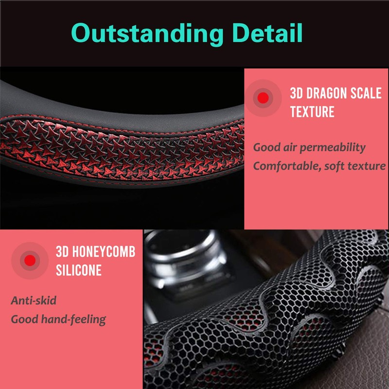 PINCTROT Steering Wheel Cover Great Grip with 3D Honeycomb Anti-Slip