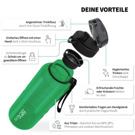 720°Dgree uberBottle Water Bottle, crystalClear Sports Bottle with Sieve, BPA-Free, for Sports, Gym, Fitness, Outdoors, Hiking, Made of Tritan, Lightweight, Shockproof, Reusable – 1.5 L