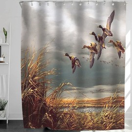 Abaysto Hunting Flying Wild Ducks Shower Curtain,Bath Curtains Bathroom Decor Sets with Hooks Shower Bath Curtain for Bathroom,Polyester Fabric Bathroom Shower Curtain