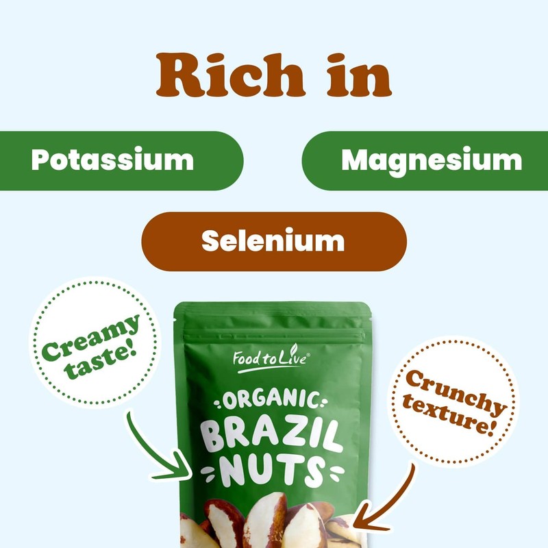 Food to Live - Organic Brazil Nuts, 2 Pounds Non-GMO,