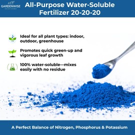 GARDENWISE Gardenwise 20-20-20 Water-Soluble Fertilizer C Powder for Liquid Plant Food for Indoor & Outdoor Plants, Orchids, Vegetables, Lawns, Flowers C 20 20 20 Fertilizer 5 Quarts (10 lbs)