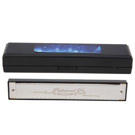 C Key Harmonica 24‑Hole Polyphonic Student Adult Beginner Playing Resin Accented Mouth OrganSilver