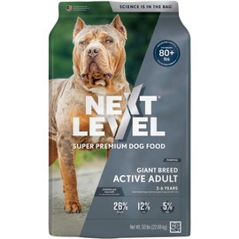 Next Level Super Premium Dog Food – Giant Breed Active Adult – Dry Kibble for Large Breed Adults – 26% Protein, Chicken, Fish & Gluten Free Grains – Glucosamine & Chondroitin for Joint Health