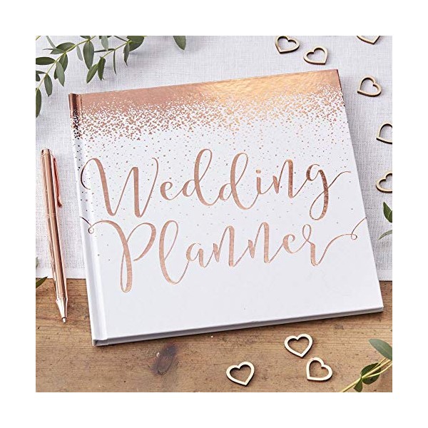 Ginger Ray White & Rose Gold Foiled Wedding Planner Book 46 Pages Beautiful Botanics
