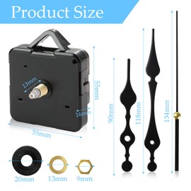 1 Set Silent Quartz Clock Mechanism Movement Kit,DIY Wall Clock Mechanism Parts Motor Replacement Set,High Torque Long Shaft Clock Movement Mechanism for Repair Home Restaurant Hotel Office Classroom