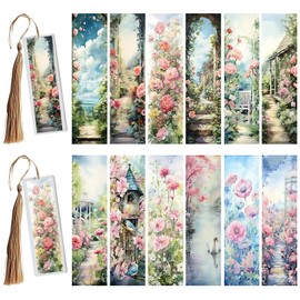 XRTHGS 24pcs UV DTF Cup Wrap for Acrylic Bookmarks, Easy Application, UV DTF Transfer Paper for Personalizing Books, Journals, and More, Bookmarks for Reading (Watercolor Garden)