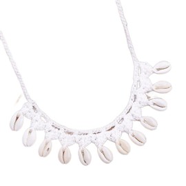 Asphire Bohemian Crochet Choker Necklace with Shell Charm Pendant Summer Beach Boho Shell Collar Necklace Prom Party Festival Accessories for Women(White)