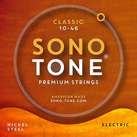 SonoTone Classic, 10-46, Light, Electric Guitar Strings, Custom Nickel Plating, Hand-Wound, Hex Core, Tone Clarity, Punch, Bright, and True, American Made