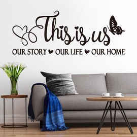 Inspirational Family Quotes Wall Stickers: Home Vinyl Art Wall Decals for Living Room Kitchen - This is Us Our Story Our Life Our Home 23" X 9"