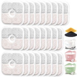 25-Pack Cat Fountain Filter Compatible With Catit PIXI Drinking Fountain, Replacement Triple Action Water Filter, White