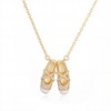 Cute CZ Ballet Shoes Choker Necklace for Women 14k Gold