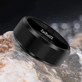 ZatRuiZE Mens Tungsten Carbide Ring 8MM Womens Ring Wedding Engagement Band Necklace Jewelry