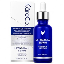 KareCo Lifting Hialu Serum | Suero Facial Hidratante con Acido Hialuronico | DMAE y Acido Alfa Lipoico | Antiarrugas y Antiedad | Efecto Tensor y Reafirmante | para Hombre y Mujer
