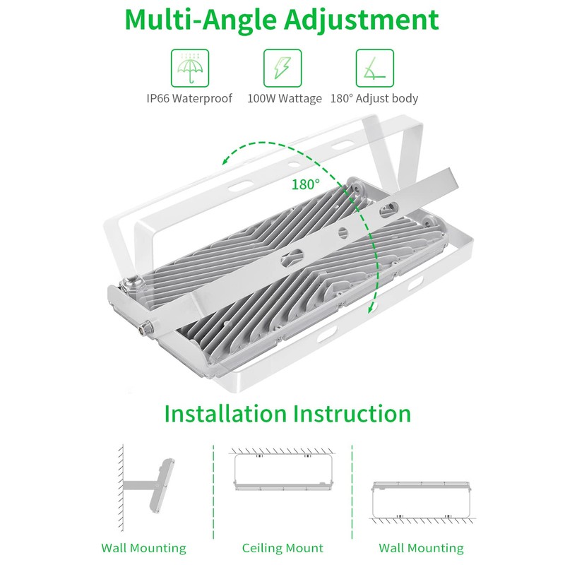 Viugreum 100W LED Flood Light, 8000LM 6000K Daylight White, 500W