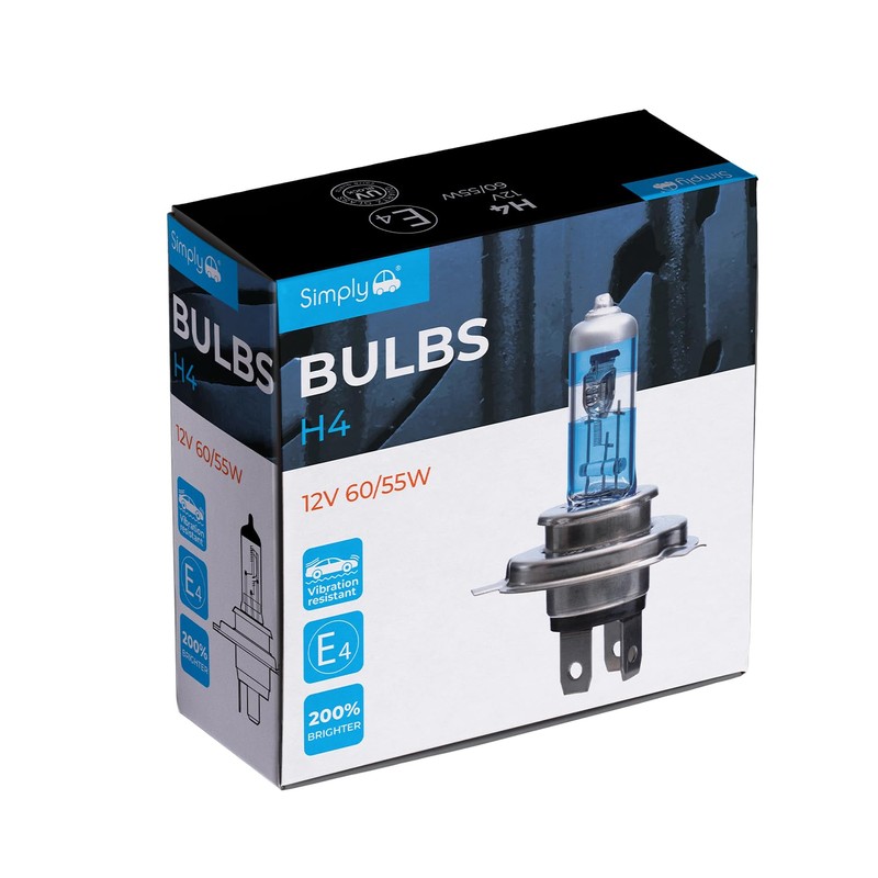 Simply Auto H4 200% Brighter Headlight Bulbs Pair | 55W