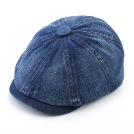 Fidra Unisex Stone Washed Denim 8 Panel Newsboy, Bakerboy Flat Cap, one Size Adjustable 58cm - 60cm (Denim Dark Blue)