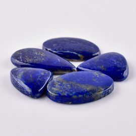 Natural Lapis Lazuli Stone, Natural Gemstones and Crystals Cabochon Lot, DIY Jewelry Making Loose Gemstones, Chakra Healing Crystals, Wire Wrapping Cabochons, Pack of 5