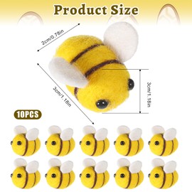 Vin Beauty Pack of 10 Bee Felts Wool Mini Bee Decoration, Felt Bees Decoration Small Bees for DIY Garlands Decoration Bees Headbands Hair Clips Party Decorations