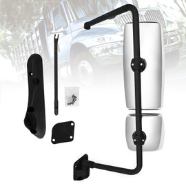 P SEPEY Chrome Door Main Mirror Assembly for INTERNATIONAL 4300 Side Mirror Assembly with Arm for INTERNATIONAL 4400 7400 7600 8500 8600 Durastar Workstar Transtar Prostar Lonestar Truck (Left side)