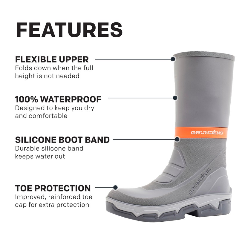 Grundens DECK-BOSS Boot | Durable, Waterproof, Grey, M 15