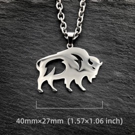 Wchama Bison Necklace for Men Women Gift Stainless Steel Pendant Chain Jewelry Necklaces (Bison)