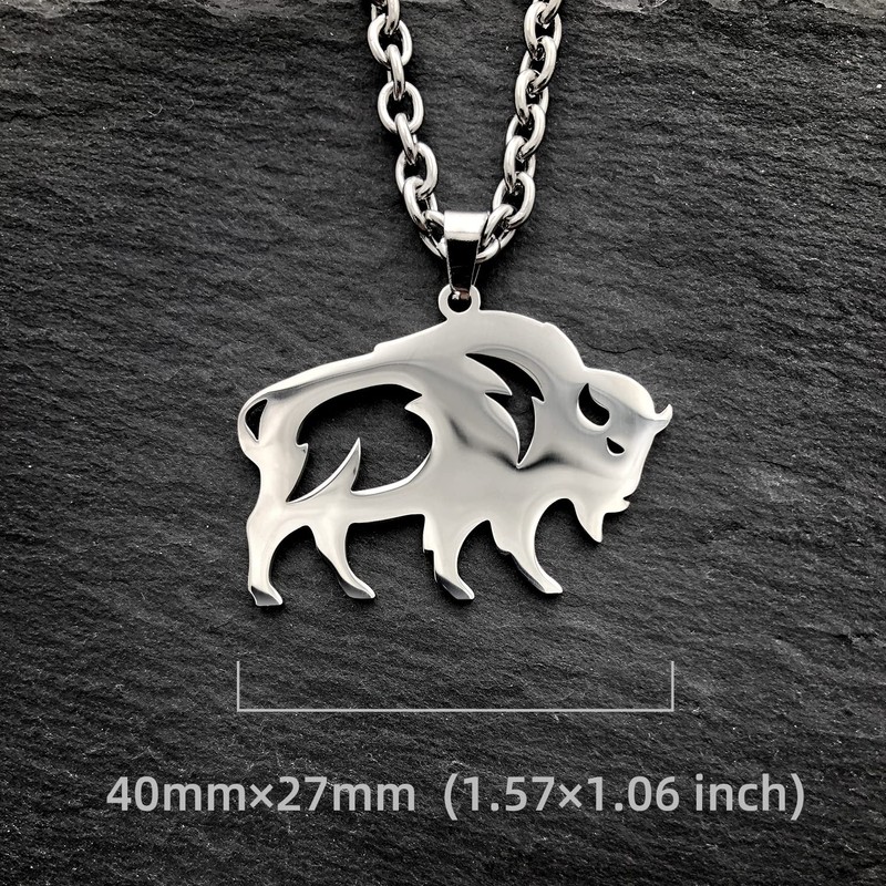 Wchama Bison Necklace for Men Women Gift Stainless Steel Pendant