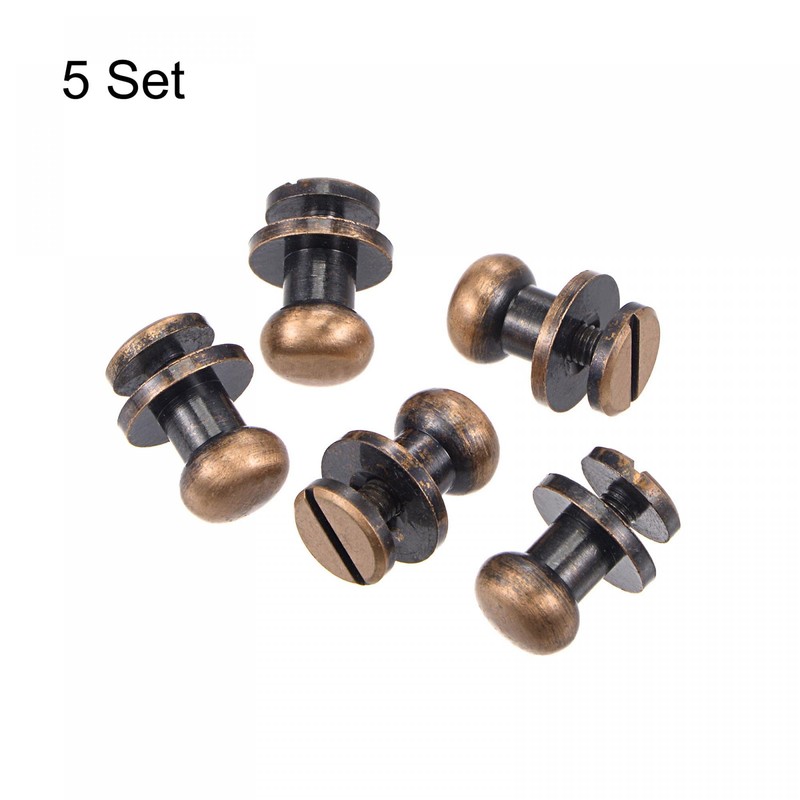 sourcing map 5 Set 8mm Solid Brass Round Head Stud