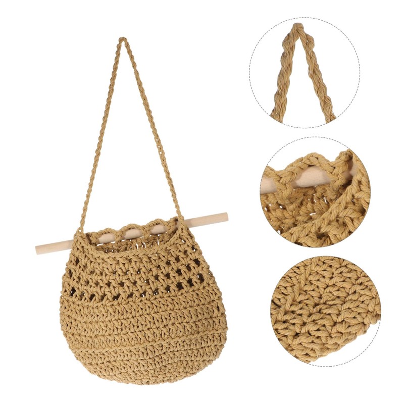 Levemolo Hanging Vegetable Basket Bohemia Style Woven Basket Wall Hanging