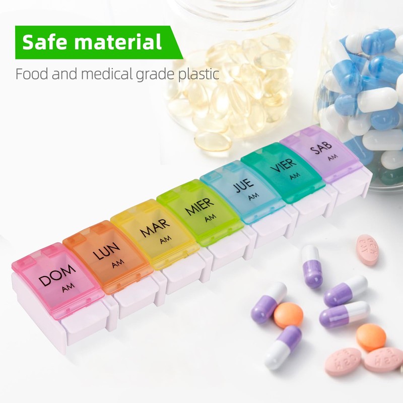 Spanish Pill Organizer 7 Weekly Two Times per Day AM