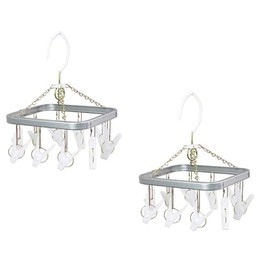 Nishida 225258 Mini Square Hangers, ZS, 10 Pinch Included, Set of 2, Made in Japan, Socks, Handkerchief, Gloves, Small Items, Living Alone, Space Saving, Simple, Stylish