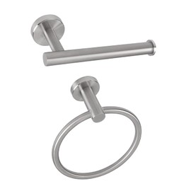 NearMoon 2 Pieces Bathroom Hardware Accessories, Towel Ring and Toilet Paper Holder- Stainless Steel Bath Towel Hanger and Hand Towel Holder, Wall Mounted (Brushed Nickel)